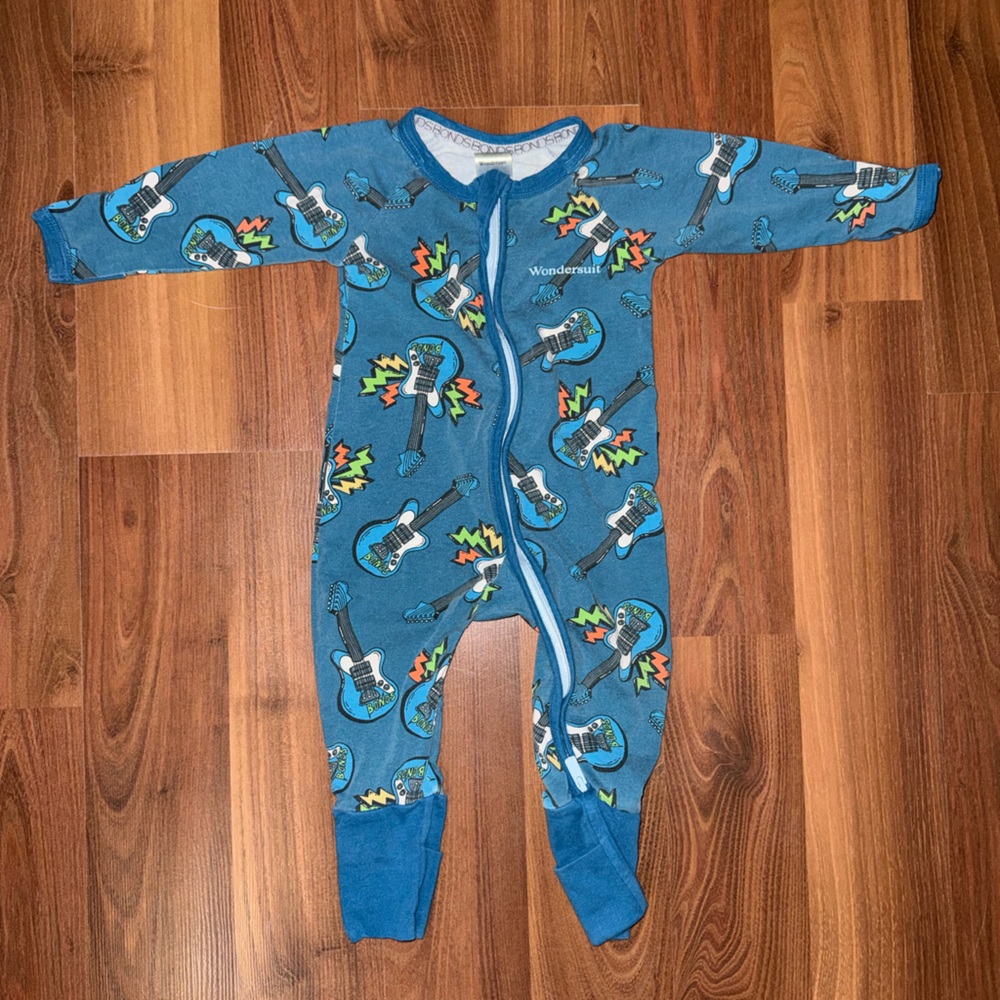 Bonds Blue Electric Guitar Kids Footie